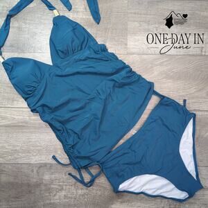 Aleumdr Halter Drawstring Bikini Swimsuit Size L